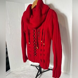 She She Red Women’s Cowl Back Sweater 50% Wool And 50% Acrylic